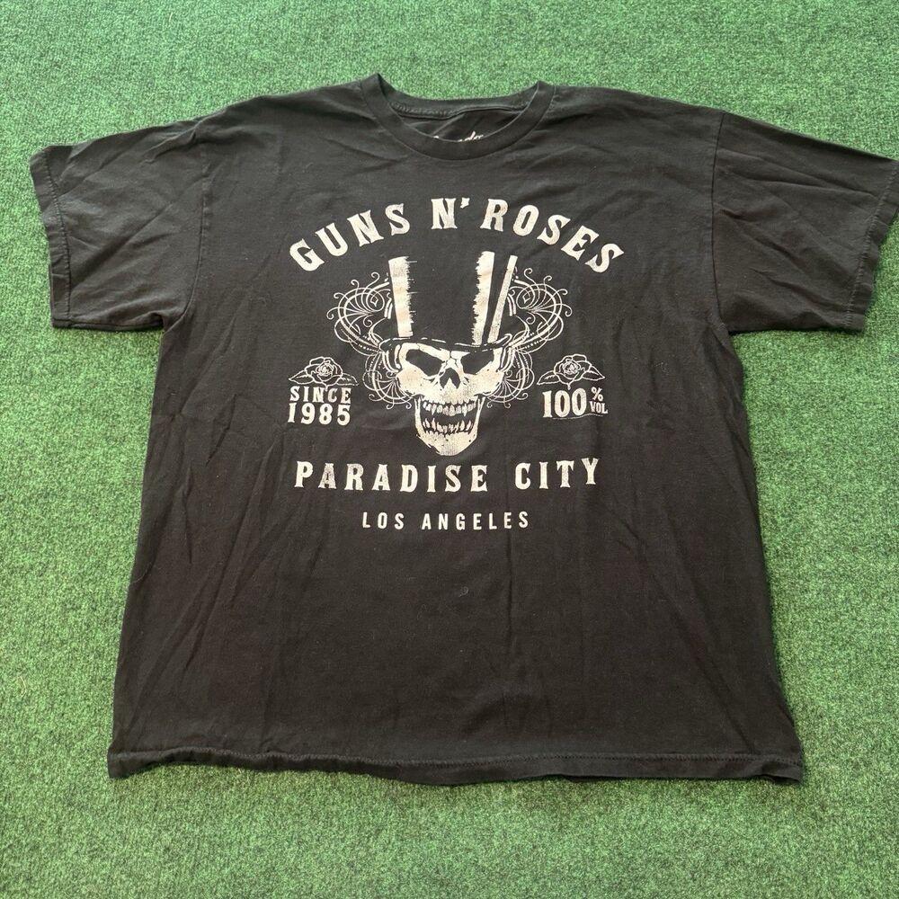 Guns N Roses T Shirt XL Black Paradise City Los Angeles Skull Band Tee Bravado